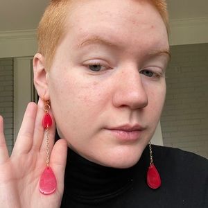 Red Glitter Blood Drop Earrings